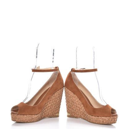 Jimmy Choo Suede Cork Pacific 120 Wedge Sandals 39 Canyon 5 of 10