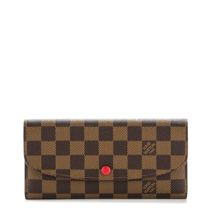 Louis Vuitton Damier Ebene Emilie Wallet Red 1 of 7