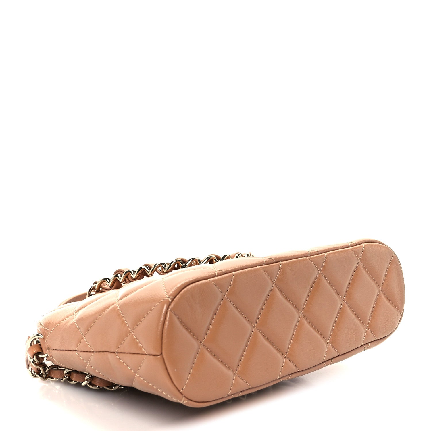 Chanel Shiny Lambskin Quilted Shiny Coco Clutch With Chain Dark Beige 4 of 11