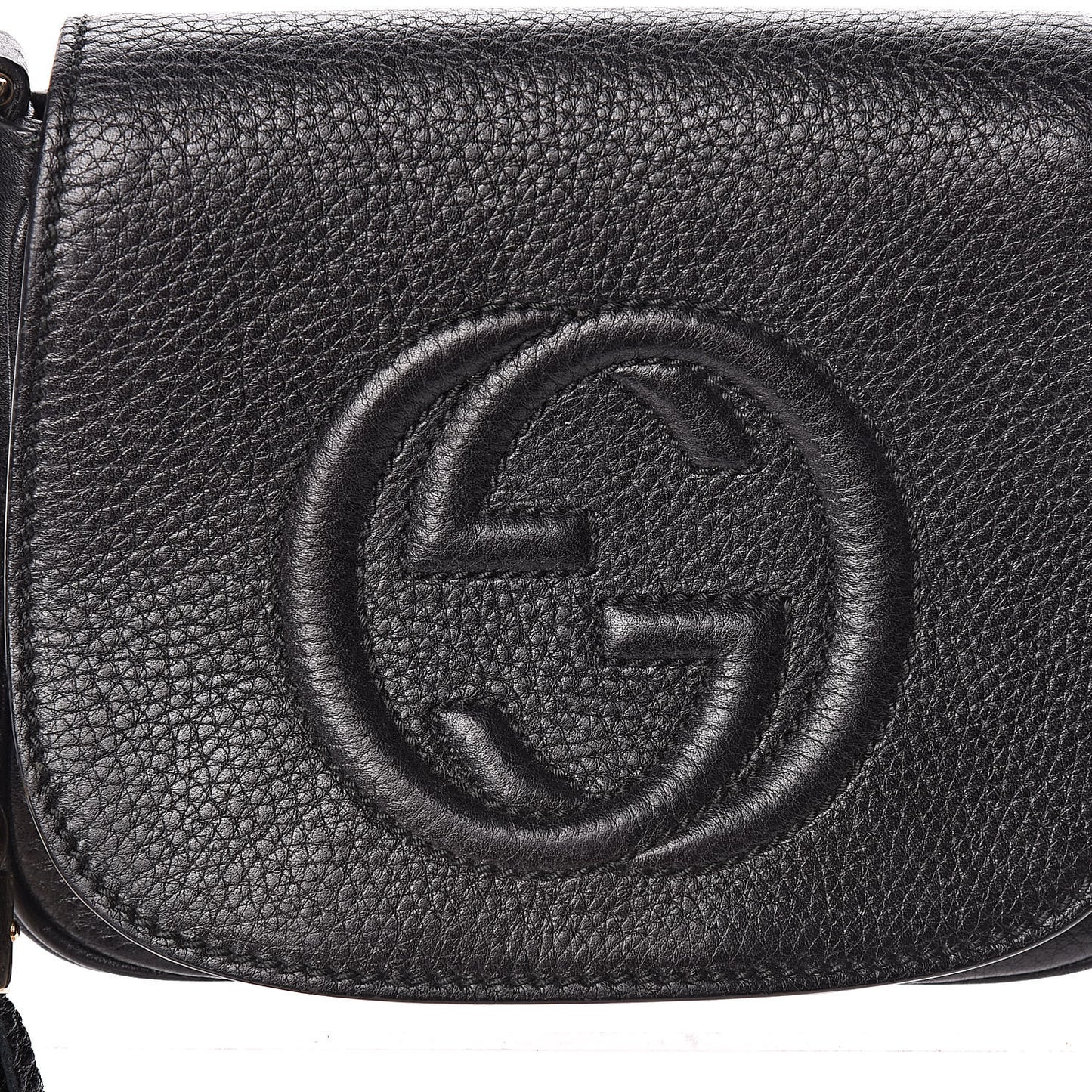 Pebbled Calfskin Small Soho Flap Crossbody Black