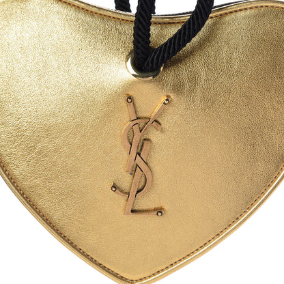 Saint Laurent Metallic Calfskin Heart Clutch Gold 7 of 9