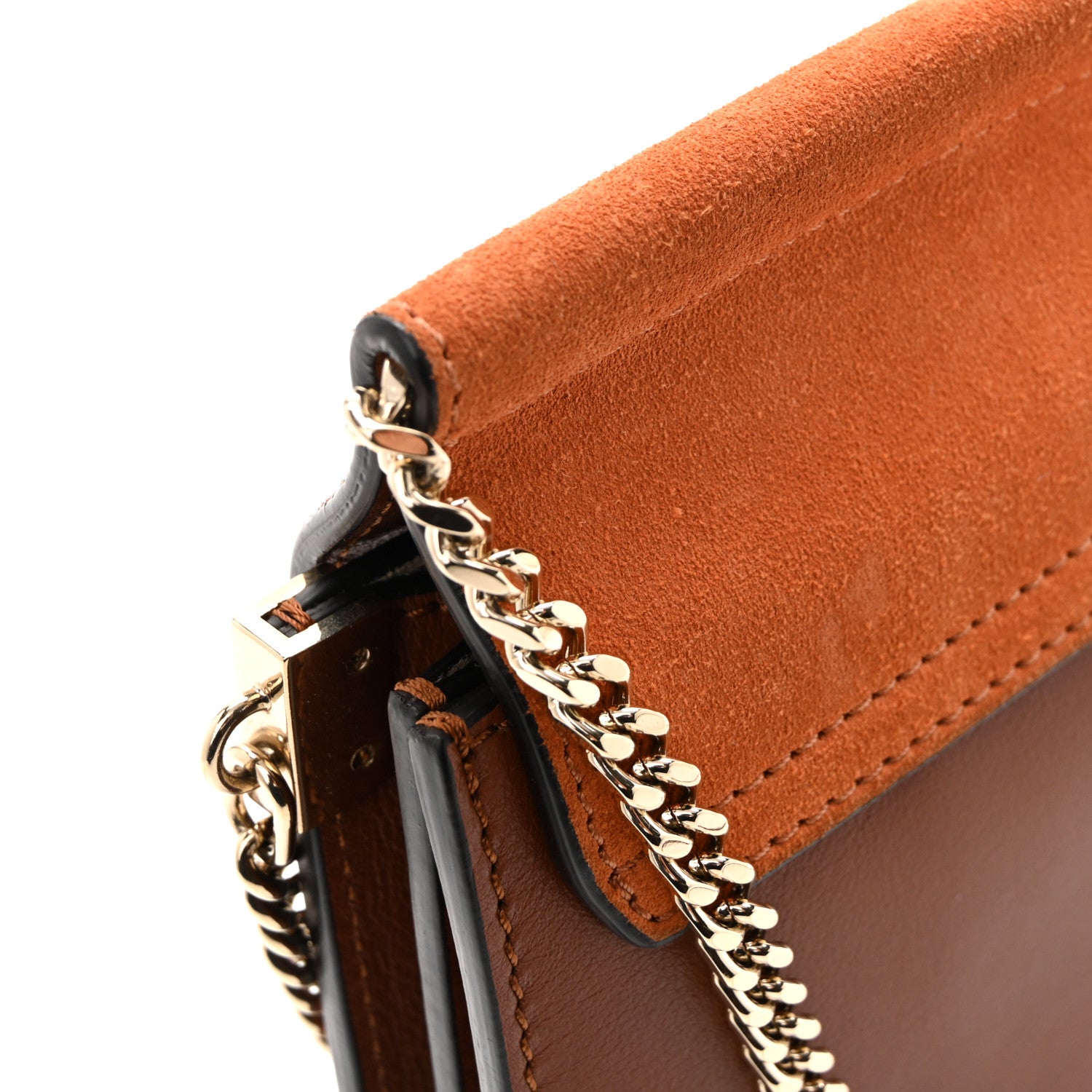 Chloe Calfskin Suede Mini Chain Faye Shoulder Bag Tobacco 11 of 12