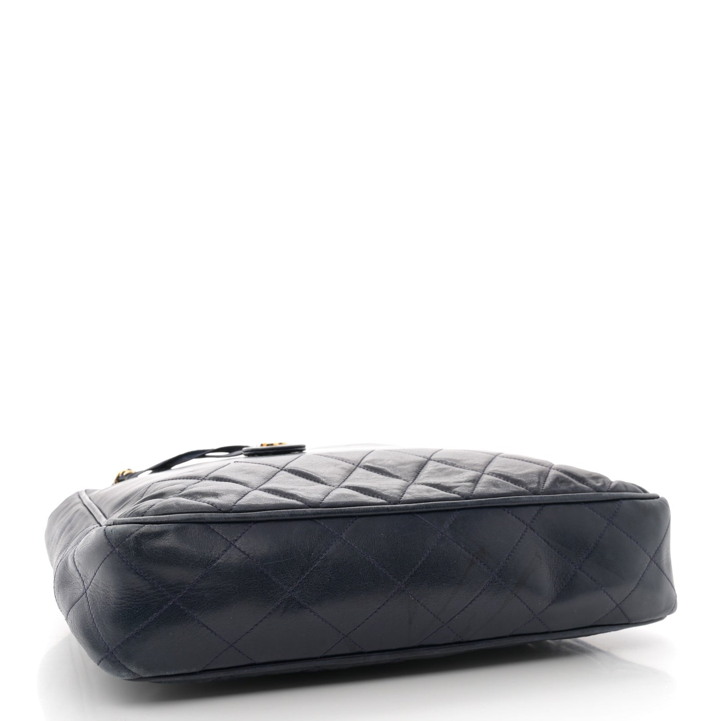 Lambskin Quilted Shoulder Bag Navy Blue
