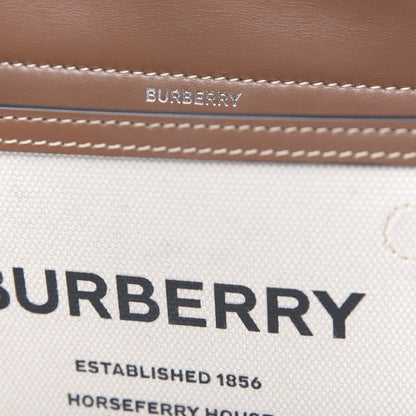 Burberry Smooth Calfskin Canvas Horseferry Print Mini Title Bag with Pocket Natural Malt Brown 12 of 15