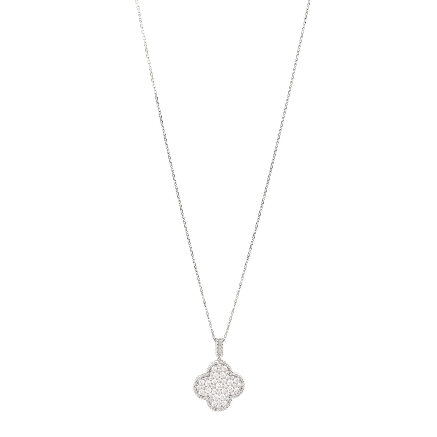 Van Cleef & Arpels 18K White Gold Diamond Magic Alhambra Long Necklace 1 of 10