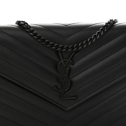 Saint Laurent Grain De Poudre Matelasse Chevron Monogram Monochrome Chain Wallet Black 9 of 12