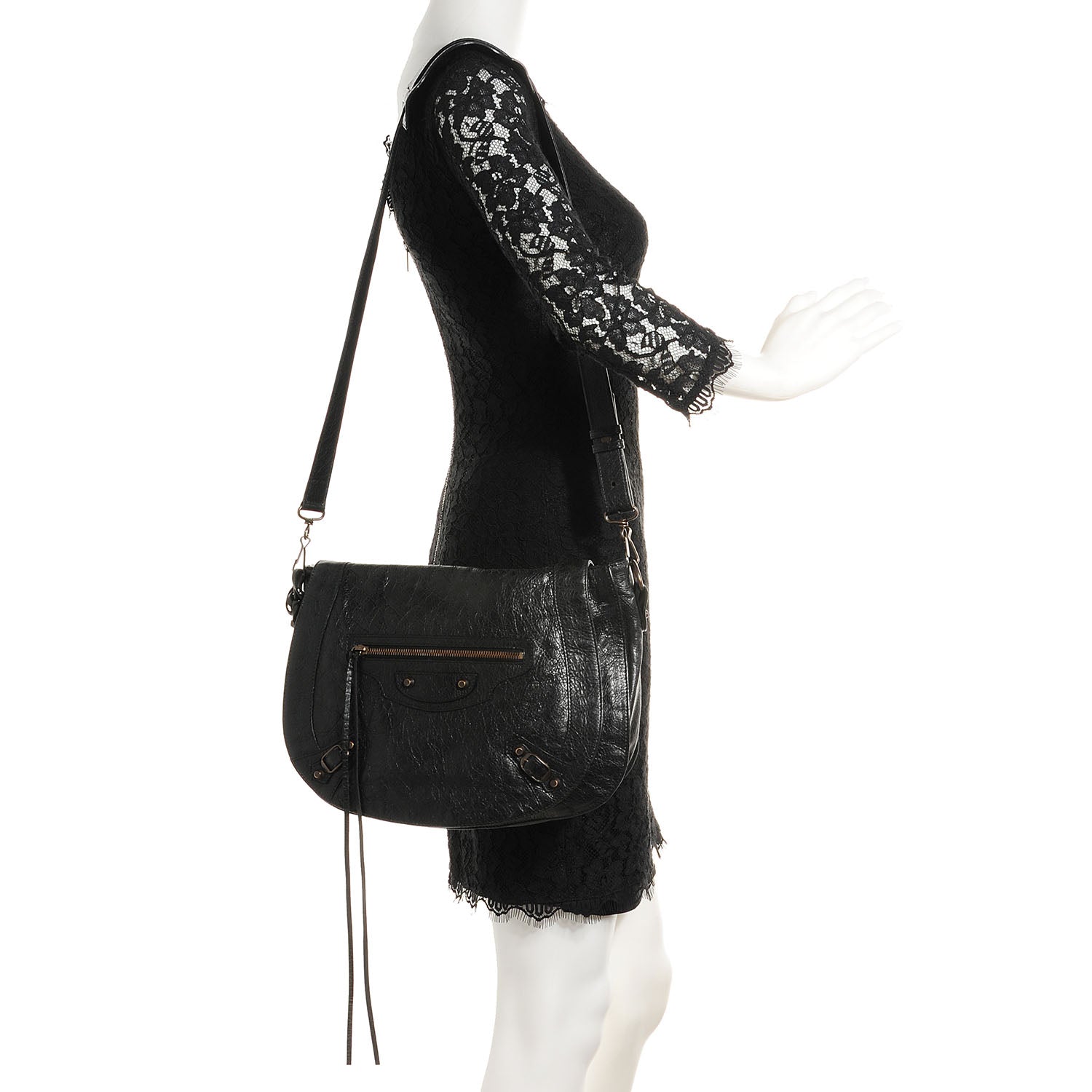 Balenciaga Agneau Classic Hardware Neo Folk Messenger Black 2 of 11