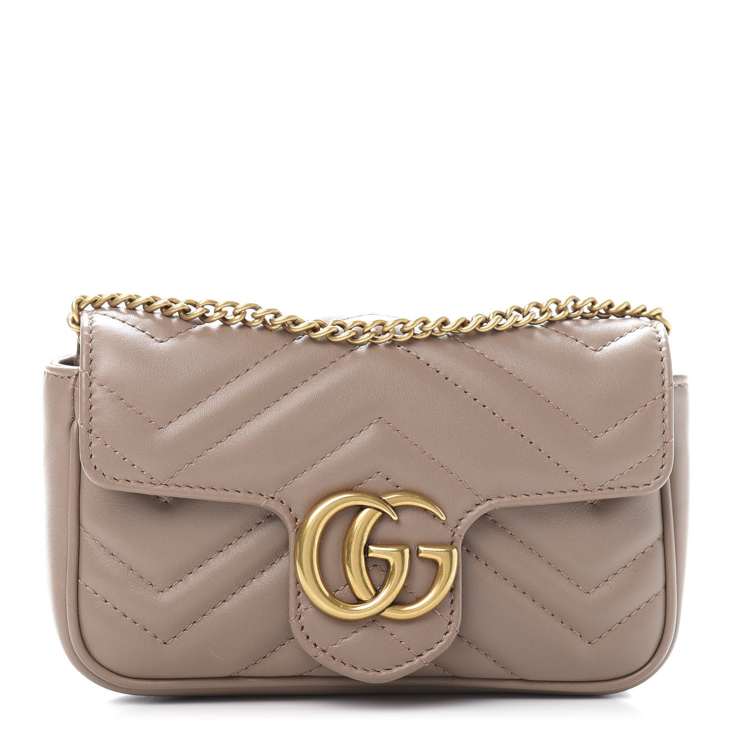 Gucci Calfskin Matelasse Super Mini GG Marmont Shoulder Bag Porcelain Rose 1 of 10