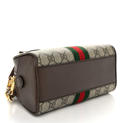 Gucci GG Supreme Monogram Textured Dollar Calfskin Web Mini Ophidia Top Handle Bowler Bag Beige Ebony New Acero 4 of 10