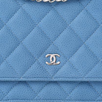 Chanel Iridescent Caviar Quilted Wallet On Chain WOC Blue 9 of 13