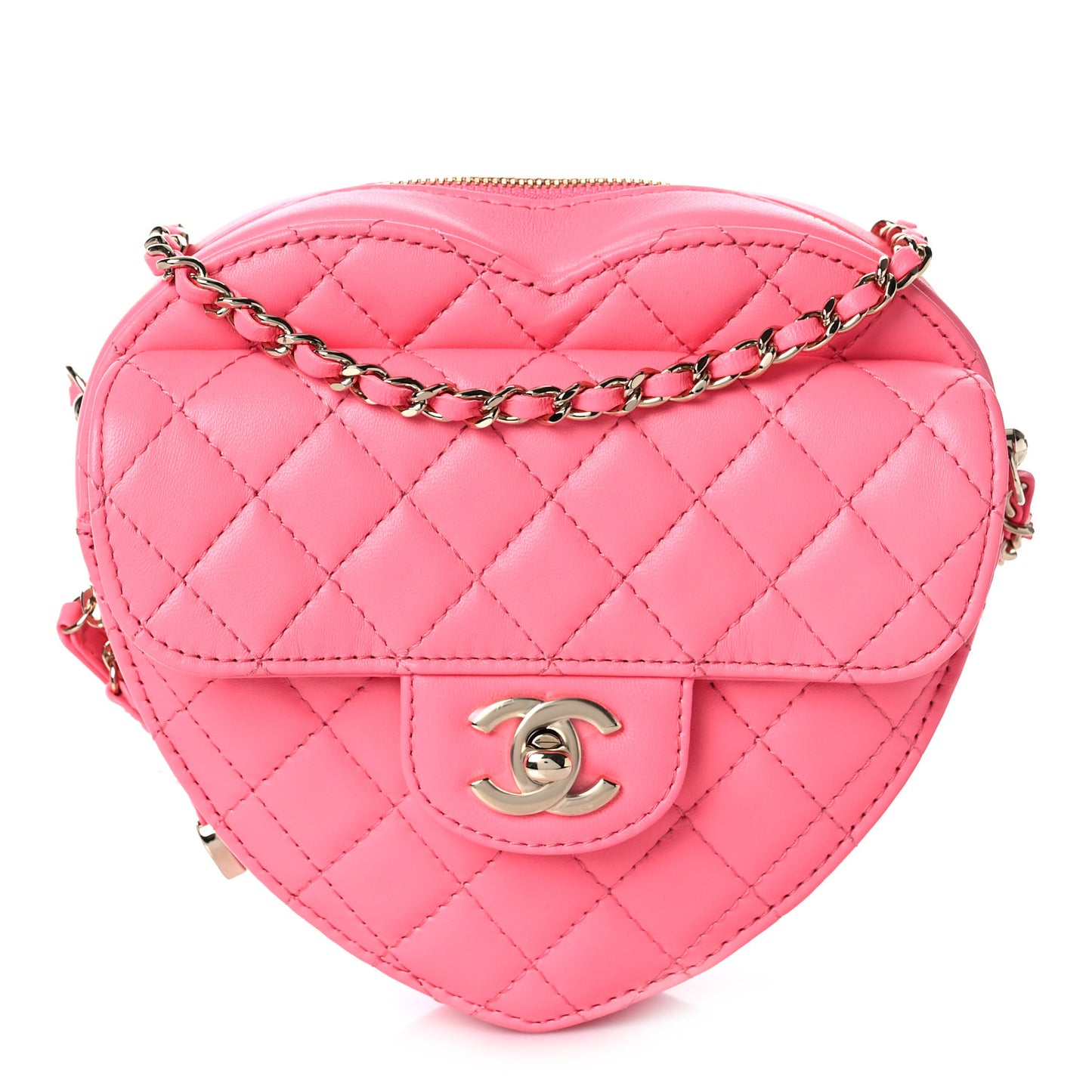 Lambskin Quilted CC In Love Heart Bag Pink