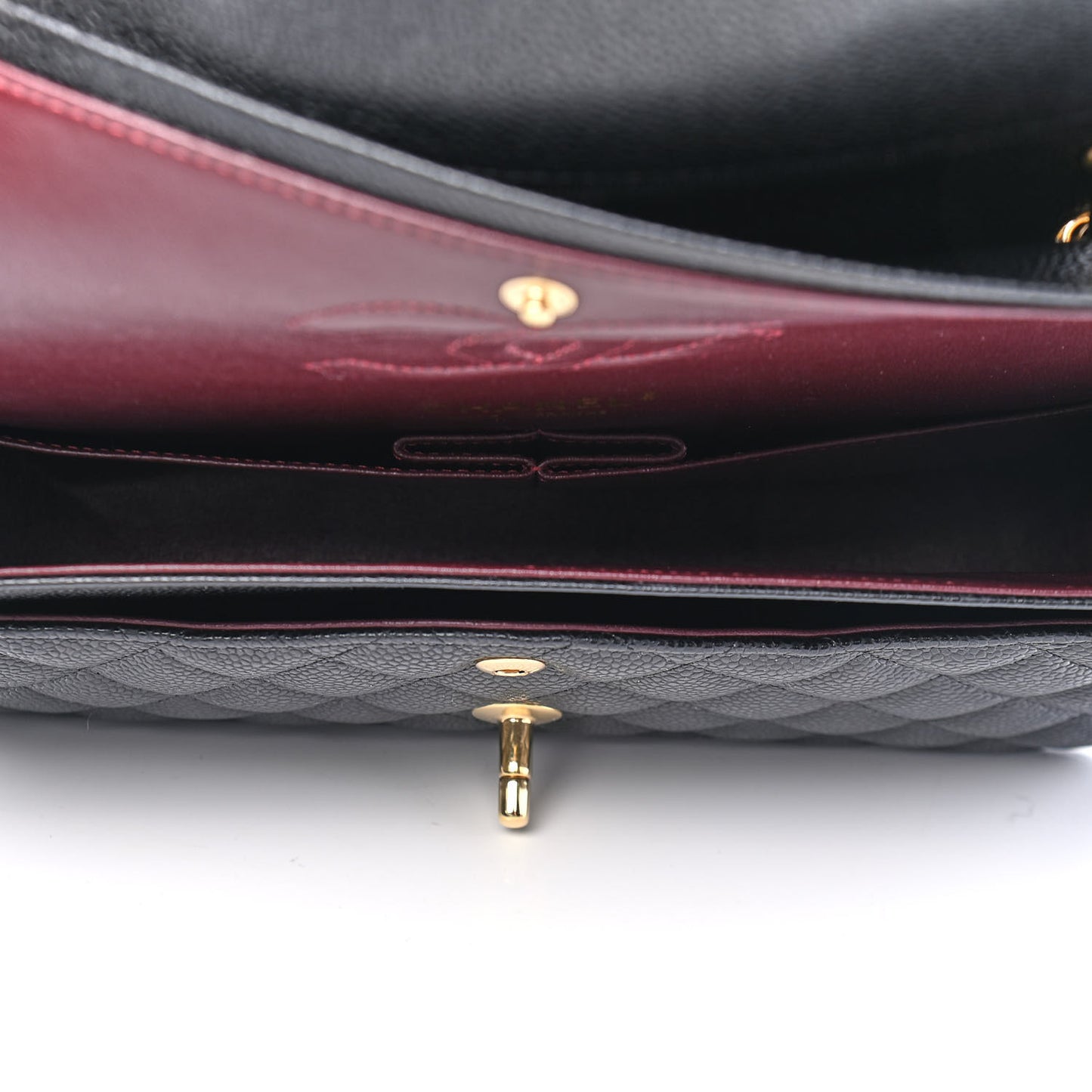 Caviar Quilted Medium Double Flap Black