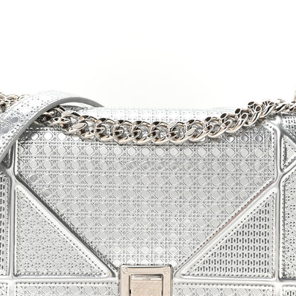 Christian Dior Metallic Patent Micro-Cannage Small Diorama Flap Bag Silver 7 of 9