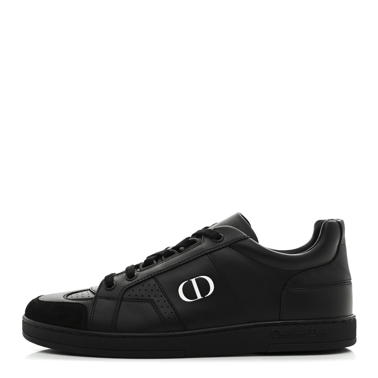 Calfskin Suede Logo Sneakers 37 Black
