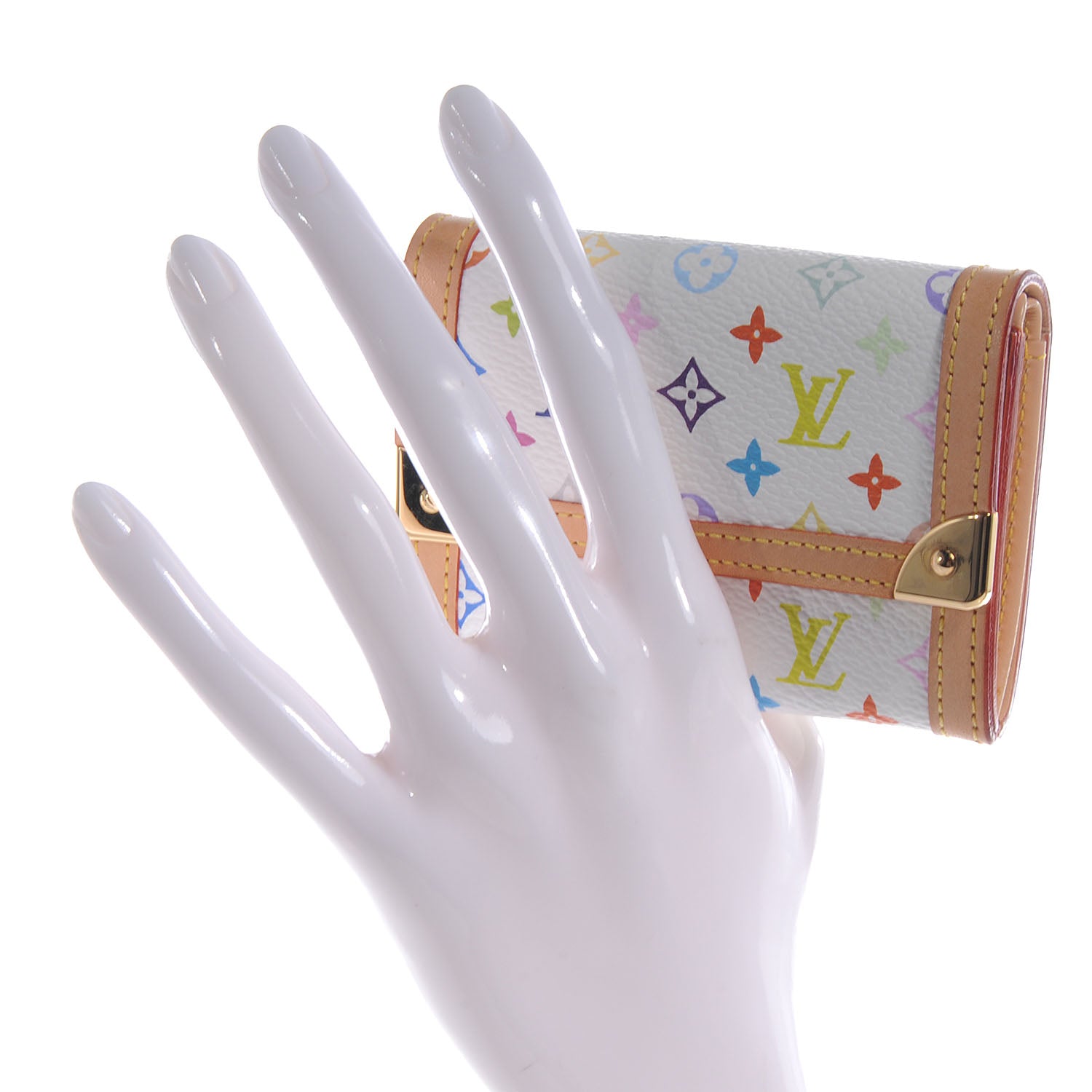 Louis Vuitton Monogram Multicolor Porte-Monnaie Plat Coin Purse White 2 of 8