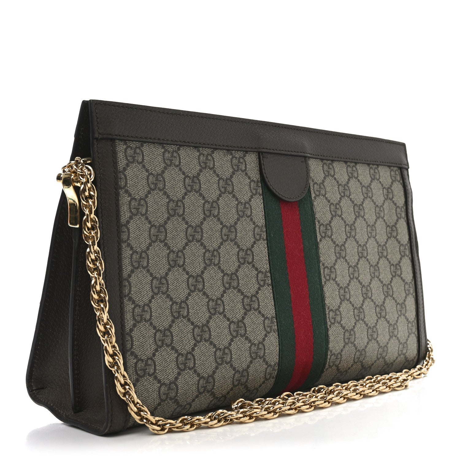 Gucci GG Supreme Monogram Web Medium Ophidia Chain Shoulder Bag Brown 3 of 10