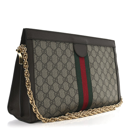 Gucci GG Supreme Monogram Web Medium Ophidia Chain Shoulder Bag Brown 3 of 10
