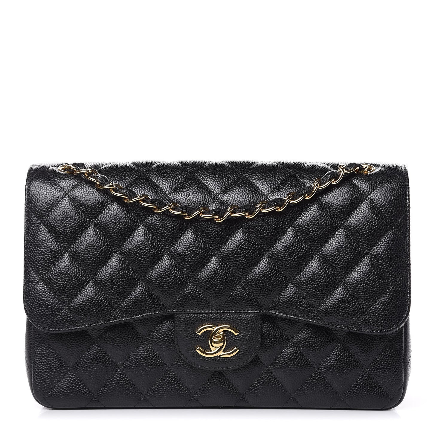Caviar Quilted Jumbo Double Flap Black