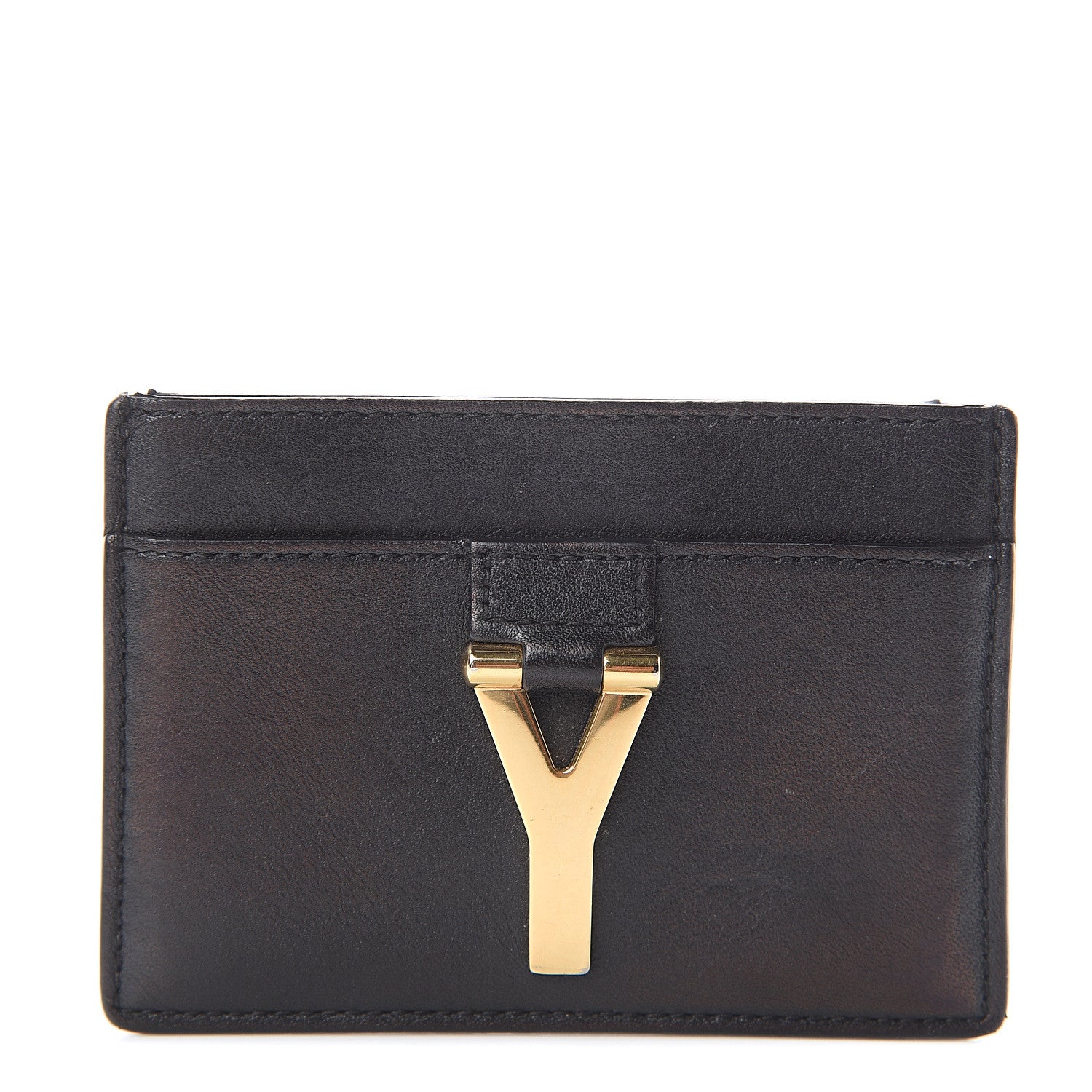 Saint Laurent Calfskin Classic Y Card Case Black 1 of 5
