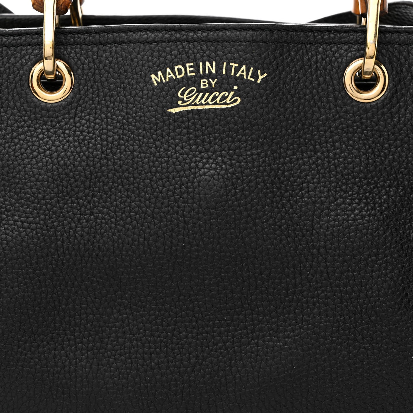 Pebbled Calfskin Medium Bamboo Shopper Tote Black