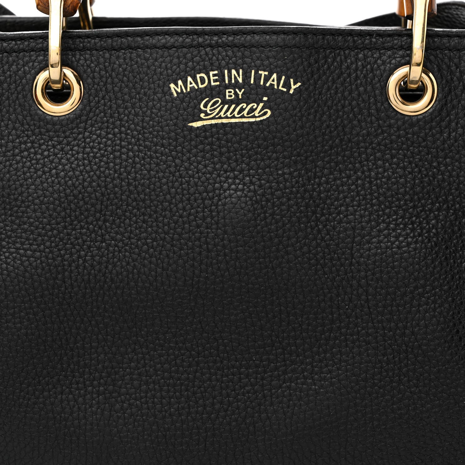 Gucci Pebbled Calfskin Medium Bamboo Shopper Tote Black 15 of 20