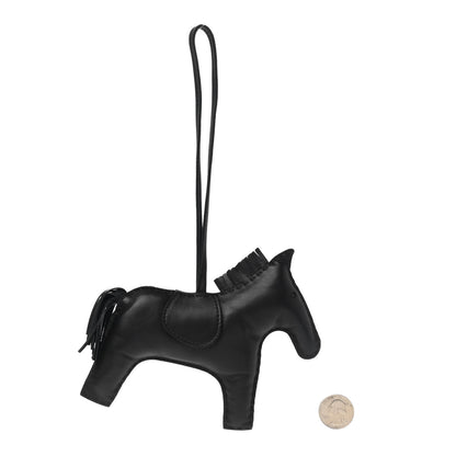 Hermes Milo Lambskin Grigri Rodeo Horse Bag Charm GM So Black 2 of 6