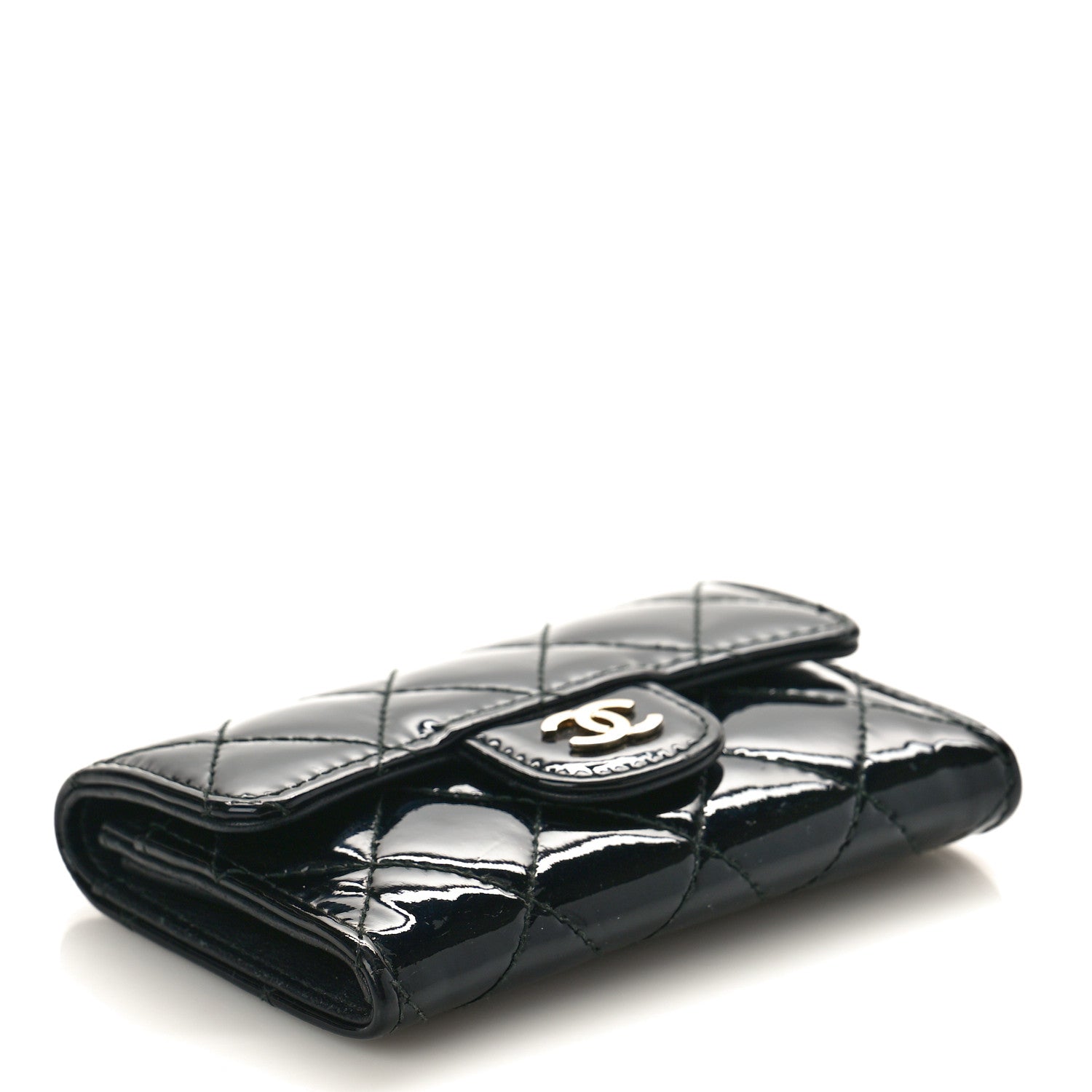 Chanel Patent Quilted Flap Card Holder Black 4 of 9