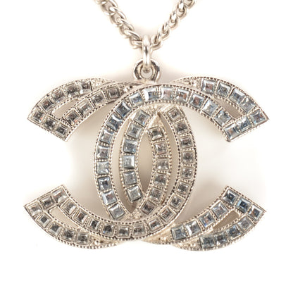 Chanel Crystal Baguette CC Necklace Silver 3 of 6