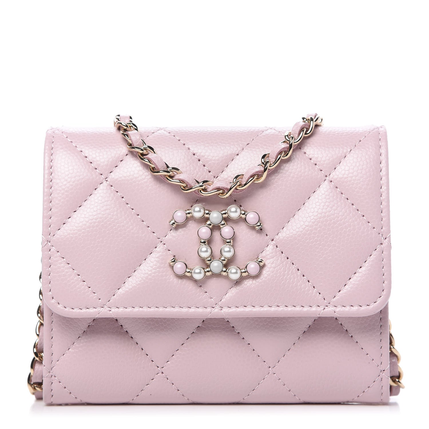 Chanel Caviar Quilted Coco Candy Card Holder On Chain Light Pink 1 of 9