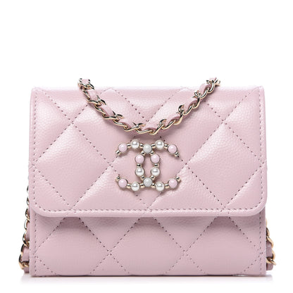 Chanel Caviar Quilted Coco Candy Card Holder On Chain Light Pink 1 of 9