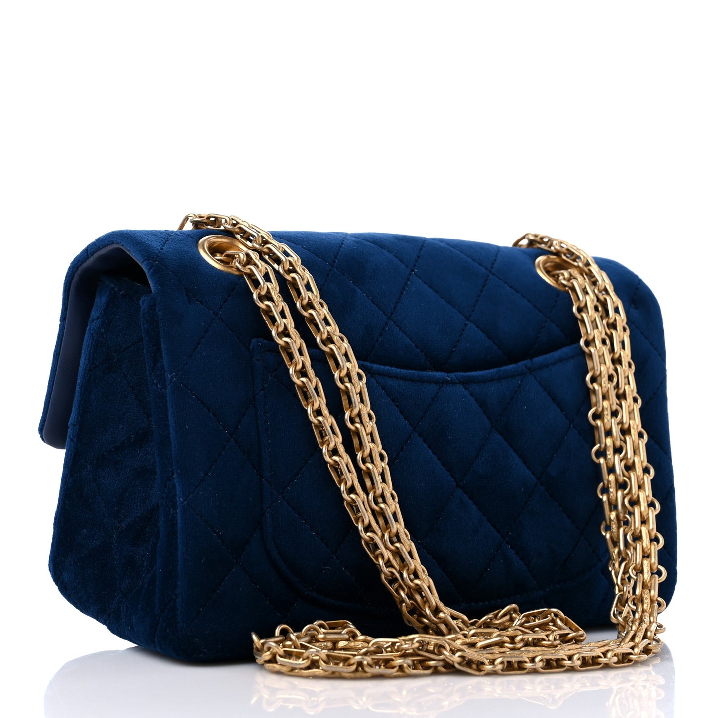 Velvet Quilted Mini 2.55 Reissue Flap Blue