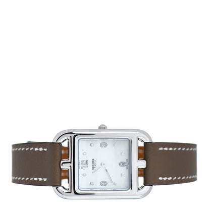 Hermes Stainless Steel Swift Diamond Mother of Pearl 23mm Cape Cod Quartz Watch Etoupe 2 of 5