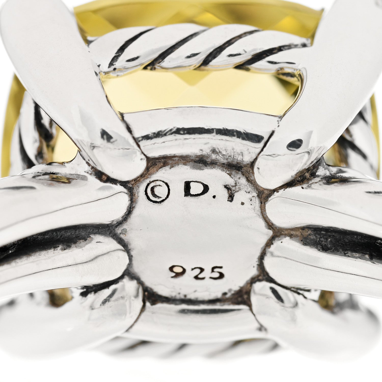 David Yurman Sterling Silver Diamond Lemon Citrine 11mm Chatelaine Ring 49 5 4 of 4