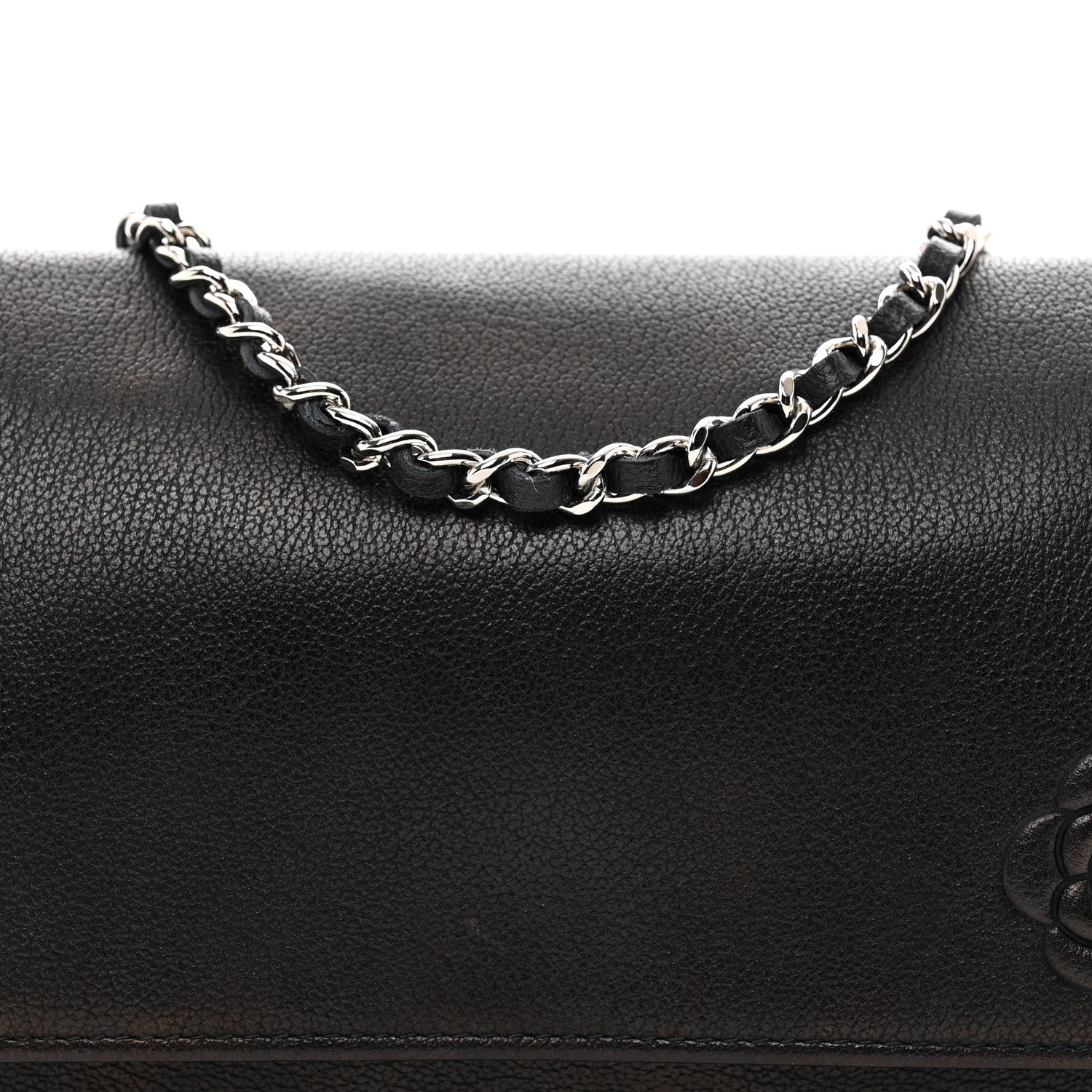 Chanel Calfskin Camellia Wallet on Chain WOC Black 5 of 14