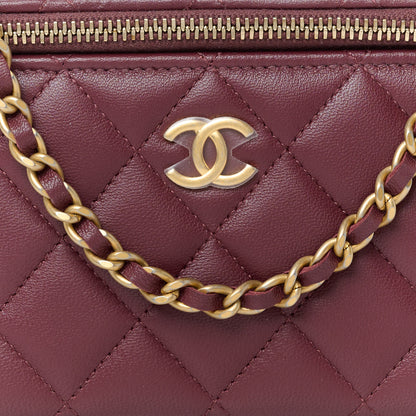 Chanel Lambskin Quilted Metal Small Top Handle Vanity Case With Chain Burgundy 8 of 10