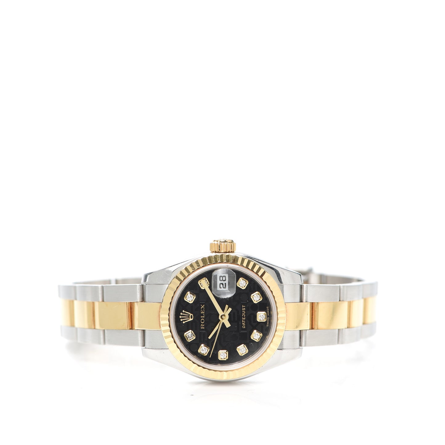 Stainless Steel 18K Yellow Gold Diamond 26mm Oyster Perpetual Datejust Watch Black 179173
