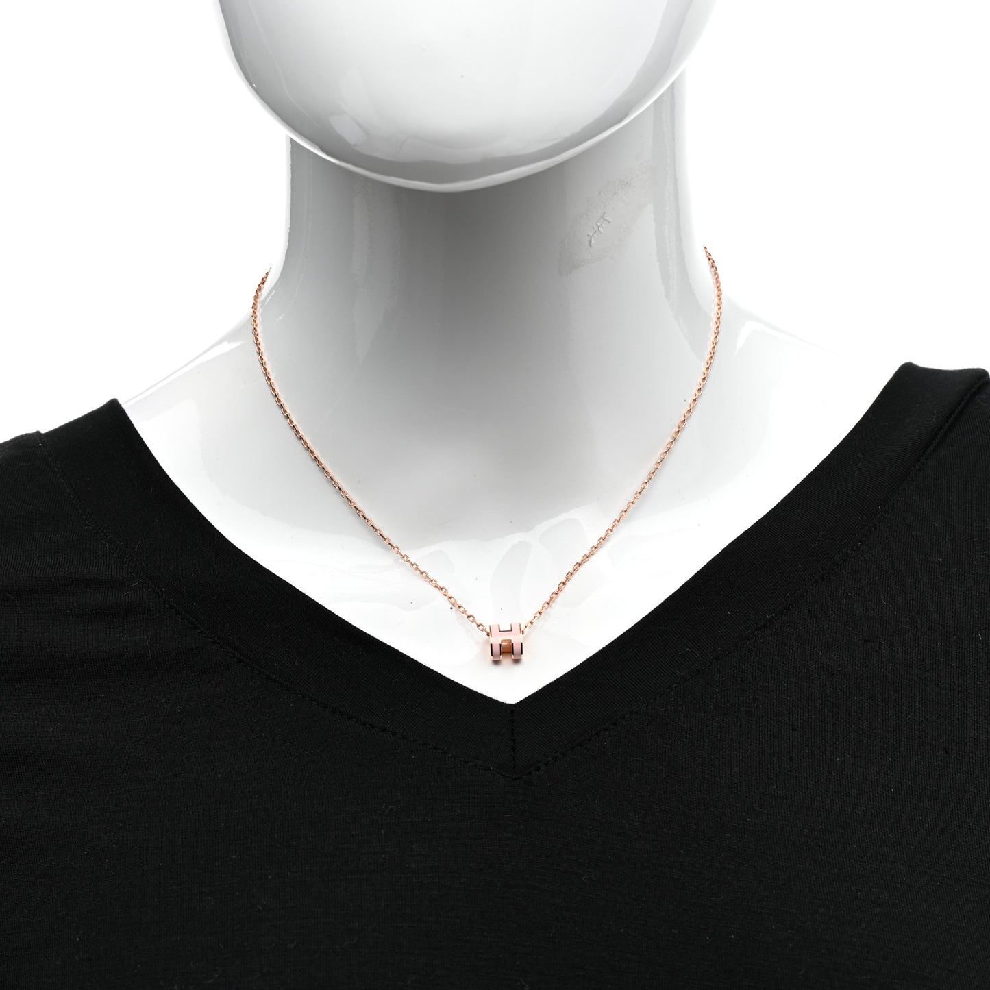 Lacquered Rose Gold Mini Pop H Pendant Necklace Rose Dragee