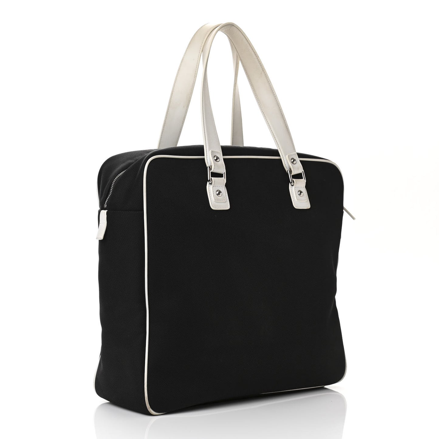 Canvas Rubber Airlines Large Zip Shopping Tote Black White Red