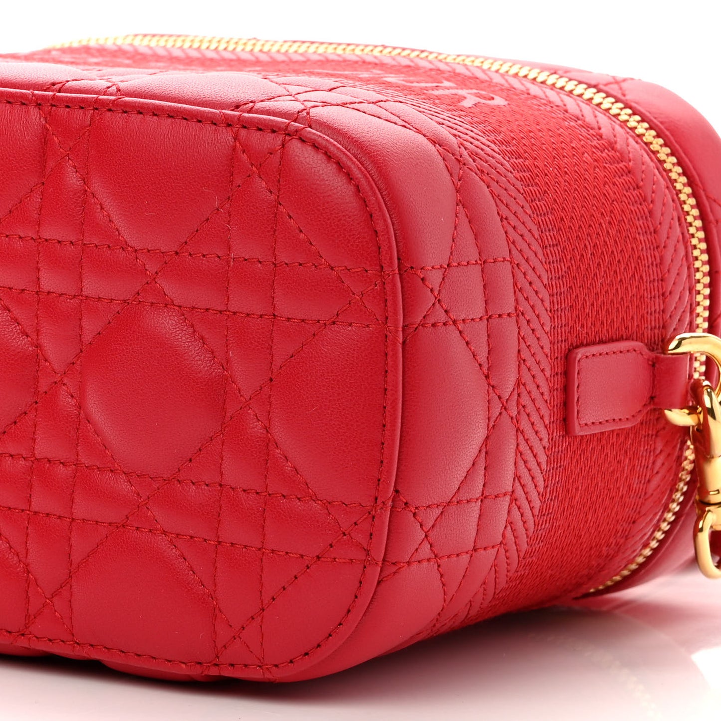 Lambskin Cannage Small Diortravel Vanity Case Red