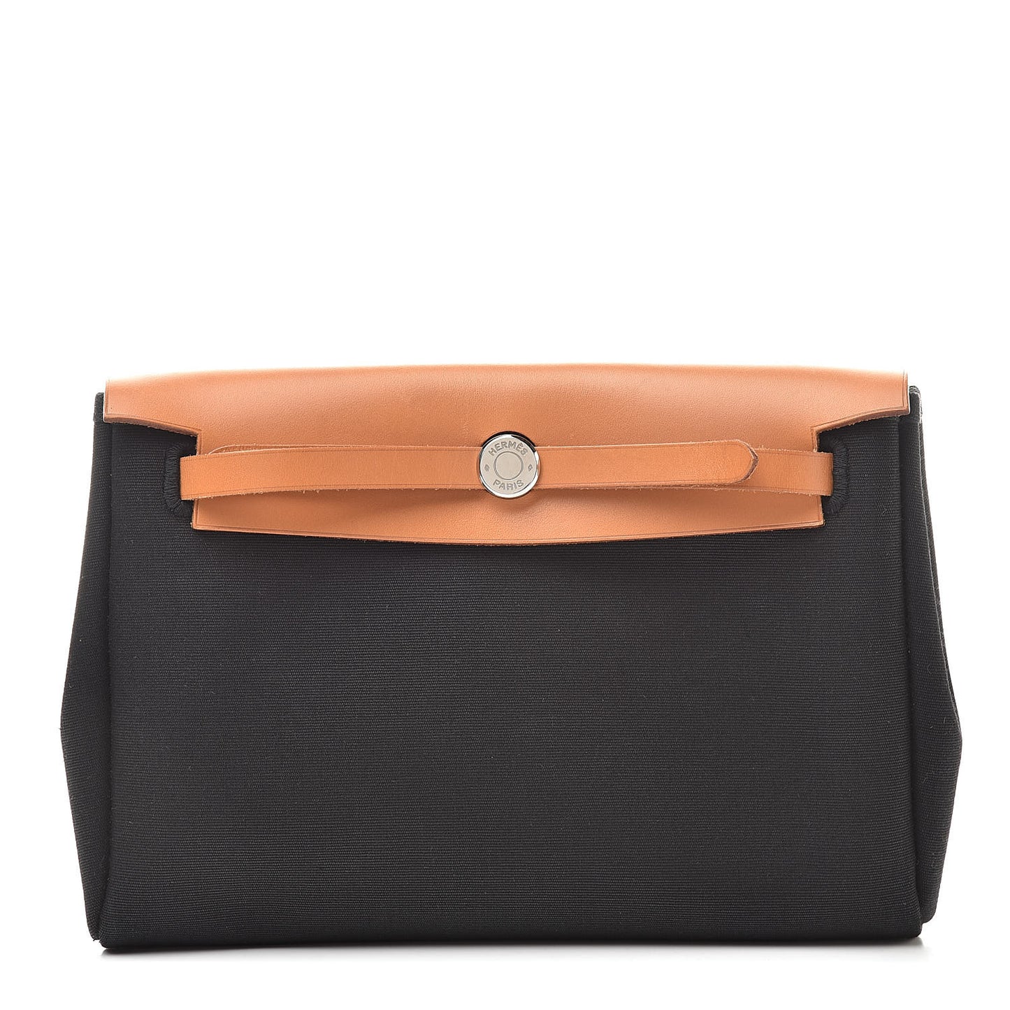 Toile Vache Calfskin Herbag Clutch Natural Black