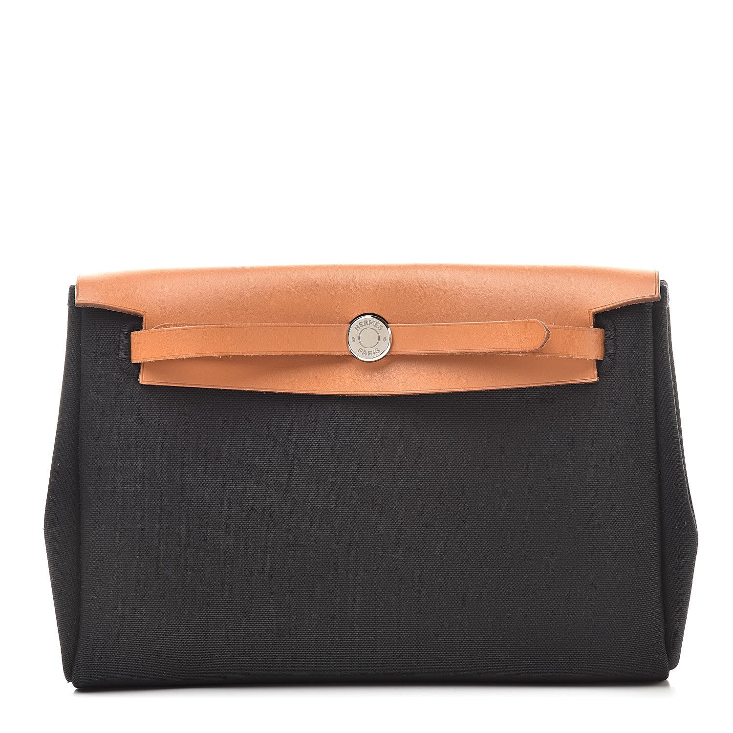 Hermes Toile Vache Calfskin Herbag Clutch Natural Black 1 of 12