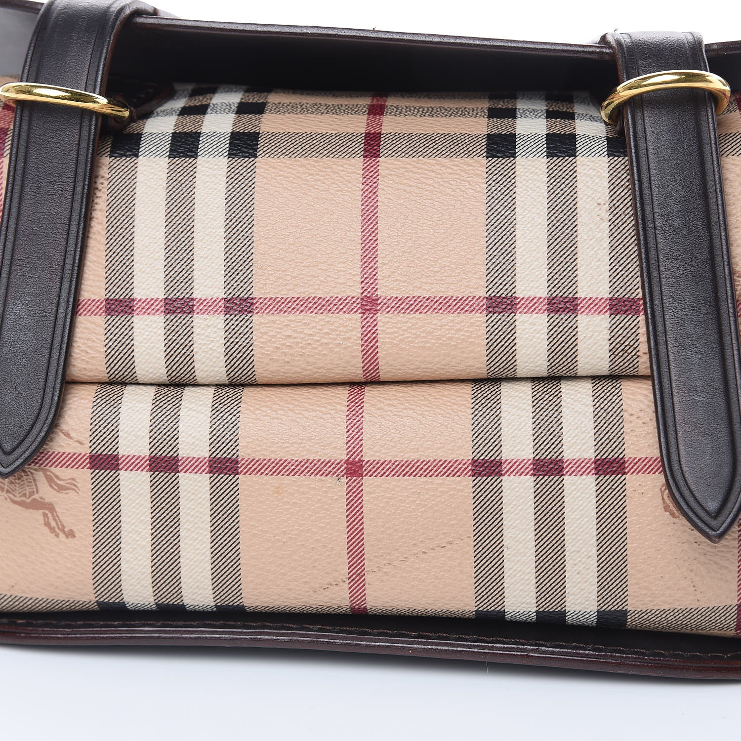 Burberry Haymarket Check Large Bridle Saddle Bag Dark Clove Brown 10 of 14