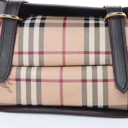 Burberry Haymarket Check Large Bridle Saddle Bag Dark Clove Brown 10 of 14