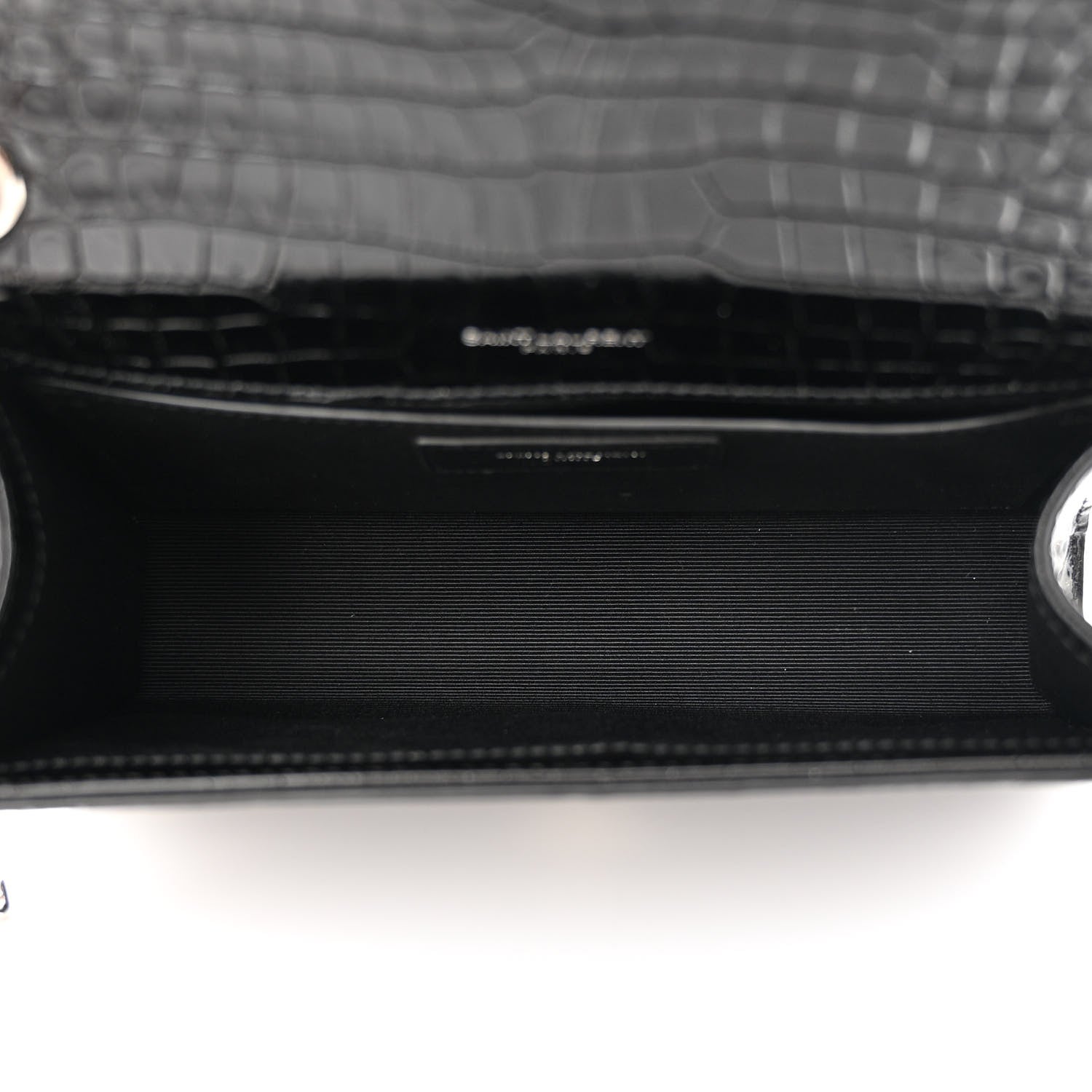 Saint Laurent Calfskin Crocodile Embossed Small Classic Monogram Kate Tassel Satchel Black 5 of 10