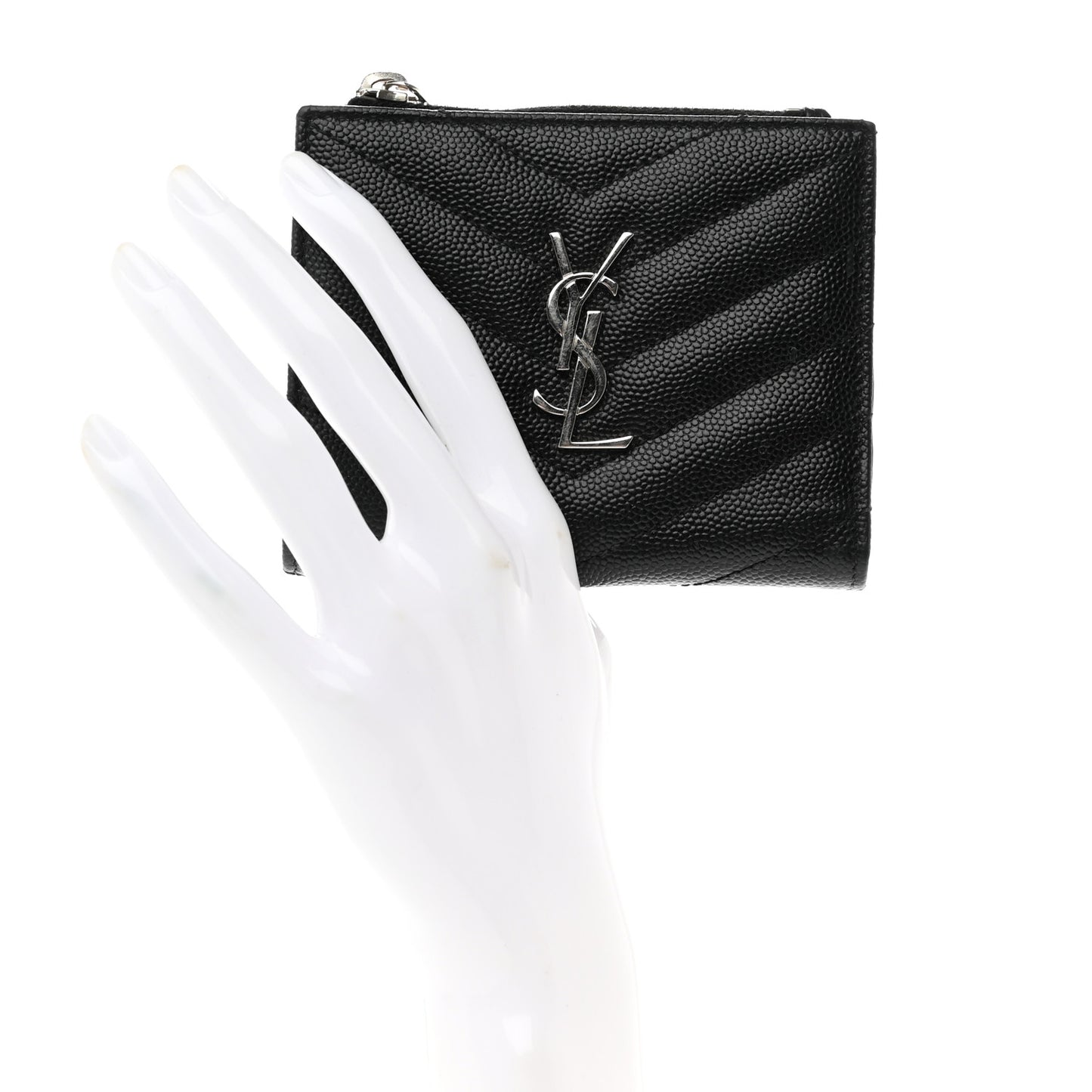 Grain De Poudre Matelasse Chevron Monogram Zipped Card Case Black