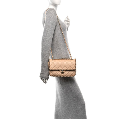 Chanel Crumpled Calfskin Medium Chain All Over Flap Beige 2 of 10