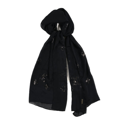 Louis Vuitton Silk Polyamide Sheer Monogram Scarf Black 1 of 3