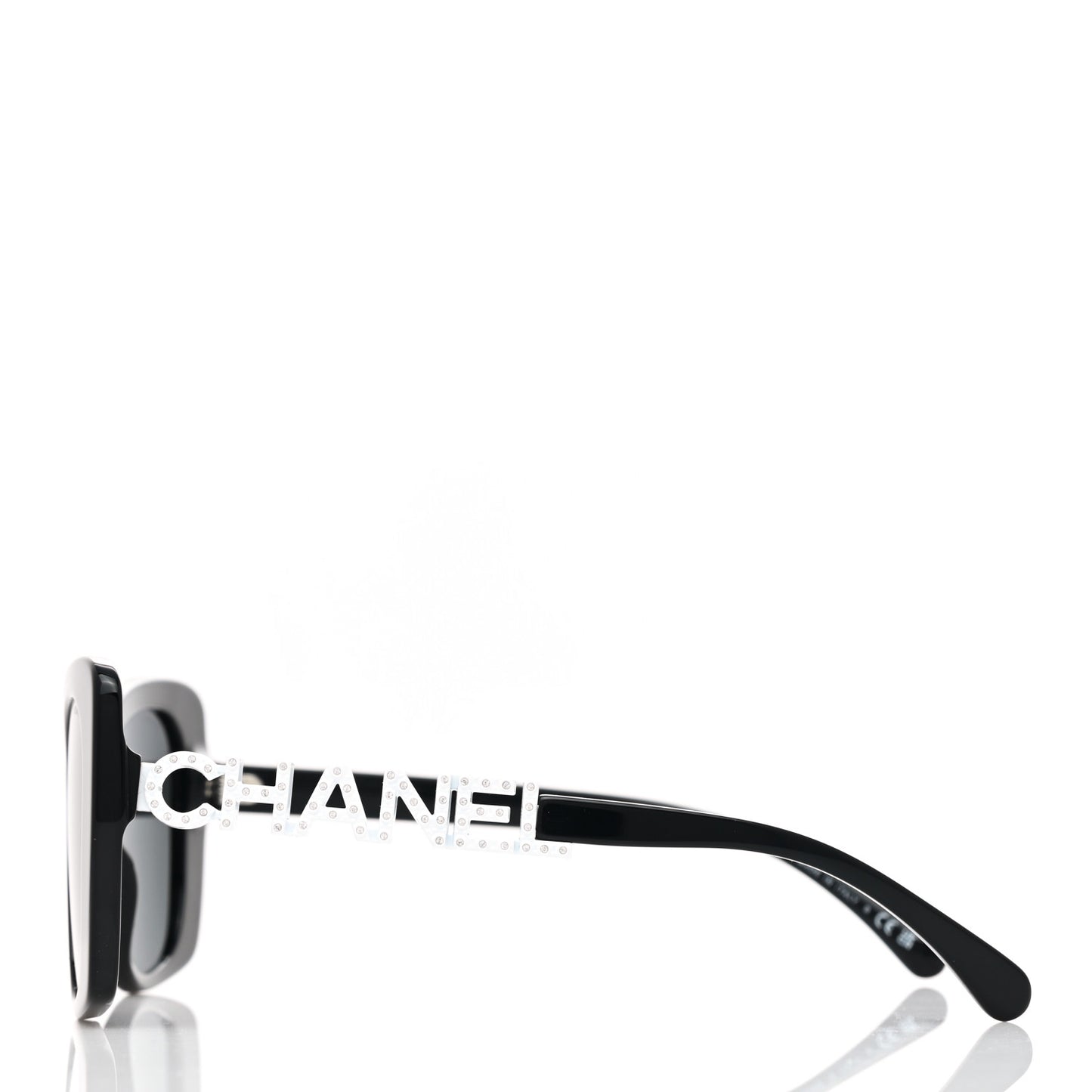 Acetate Strass Square Sunglasses 5422-B Black White
