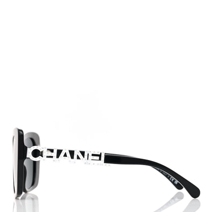 Chanel Acetate Strass Square Sunglasses 5422-B Black White 3 of 7