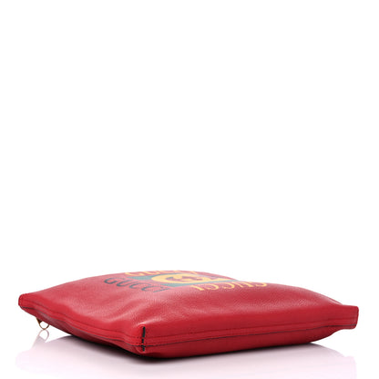 Gucci Pebbled Calfskin Medium Logo Portfolio Clutch Hibiscus Red 4 of 9